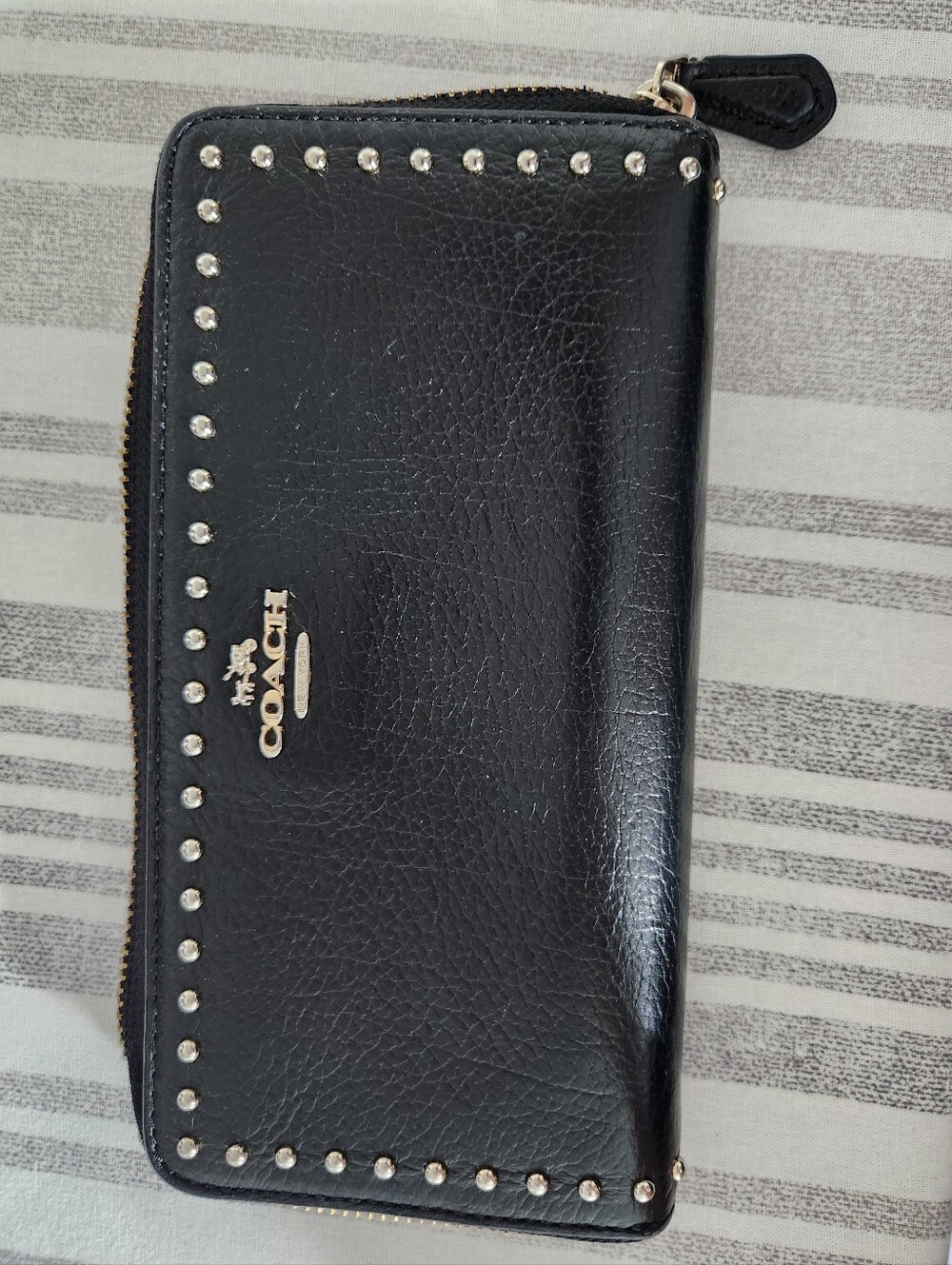 COACH Black Studded Zip Wallet